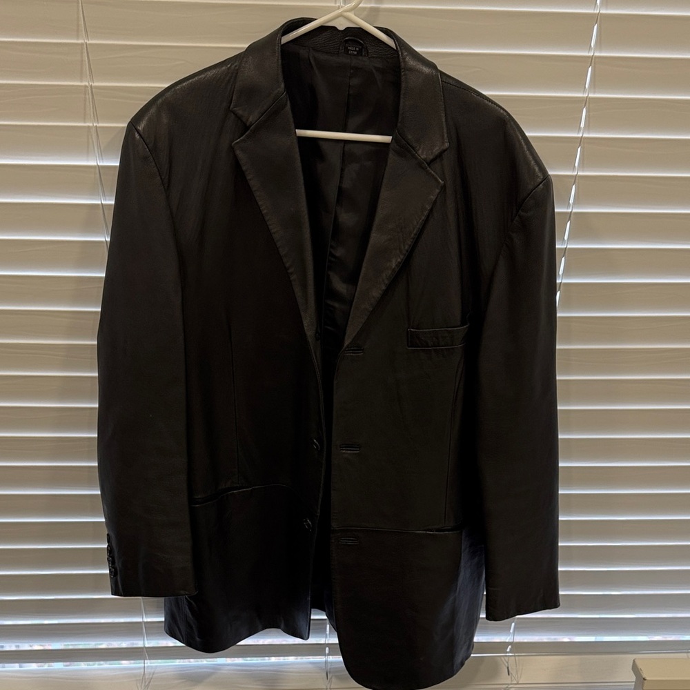 Alfani Men’s Black Genuine Leather Blazer - Size 44R